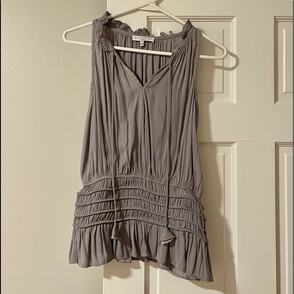 Current Air Blue-Grey Top with Scrunch and Ties